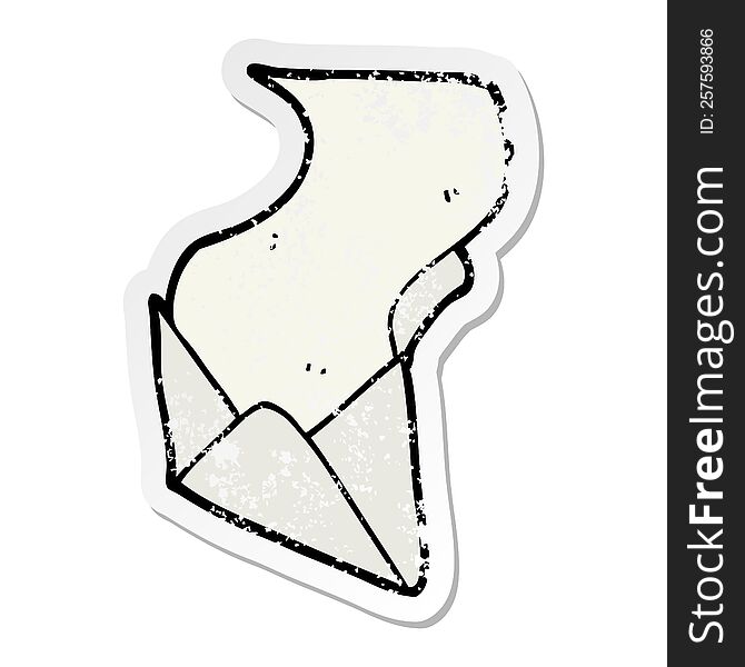 Distressed Sticker Of A Cartoon Letter And Envelope