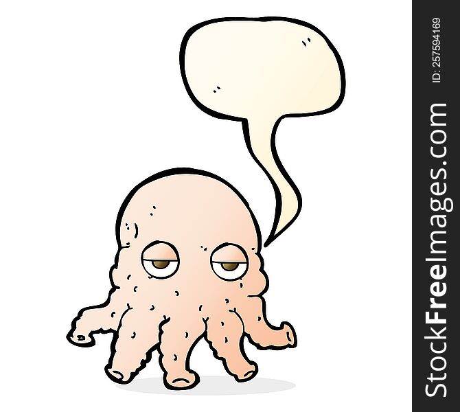 cartoon alien squid face with speech bubble