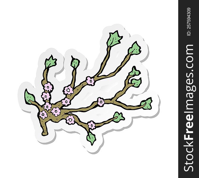 sticker of a cartoon flowering branch