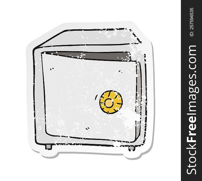 retro distressed sticker of a cartoon safe