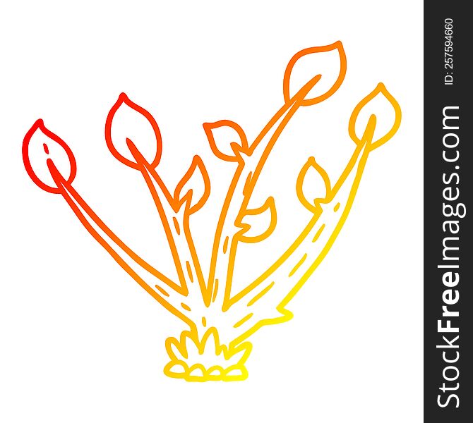 warm gradient line drawing of a cartoon sprouting plant