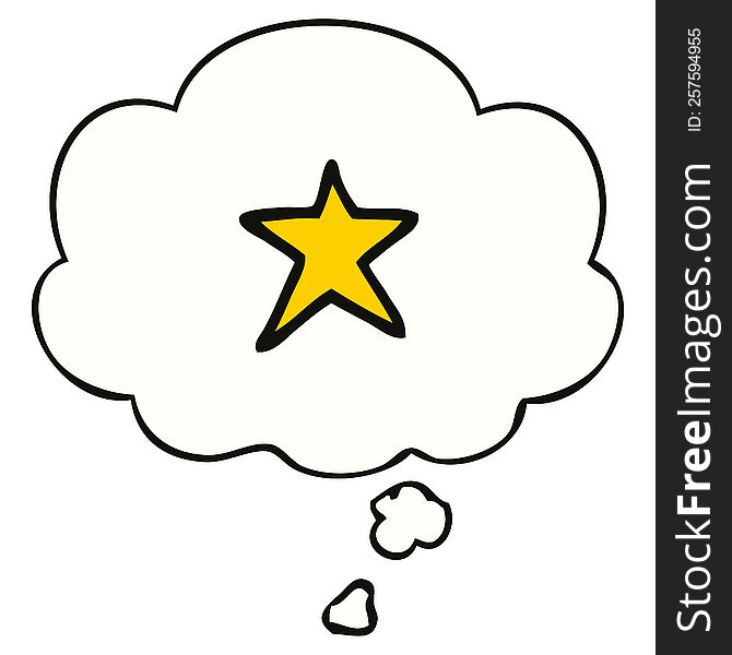 Cartoon Star Symbol And Thought Bubble