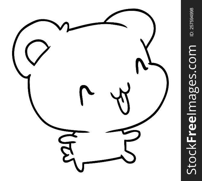 Line Drawing Kawaii Cute Happy Bear