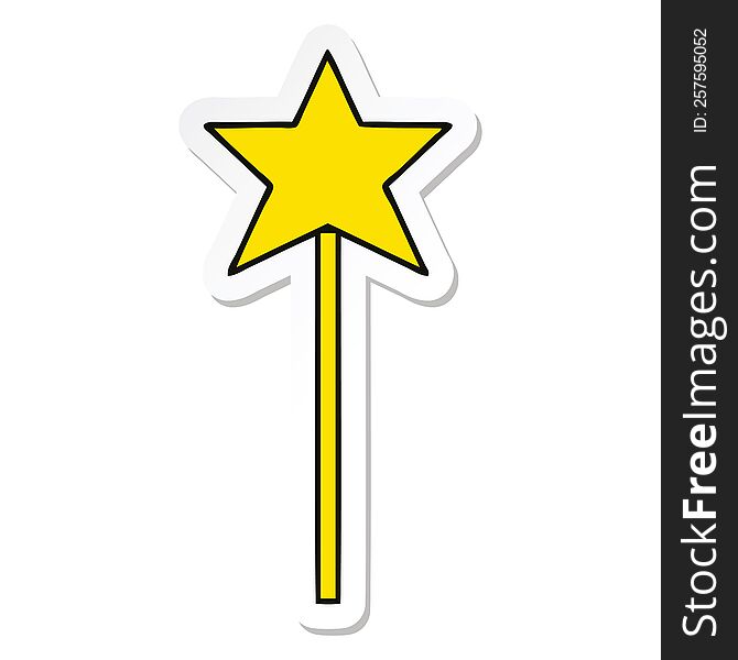 Sticker Of A Cute Cartoon Star Wand