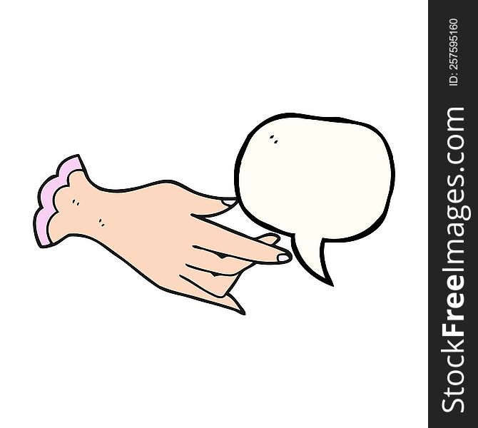 freehand drawn speech bubble cartoon hand