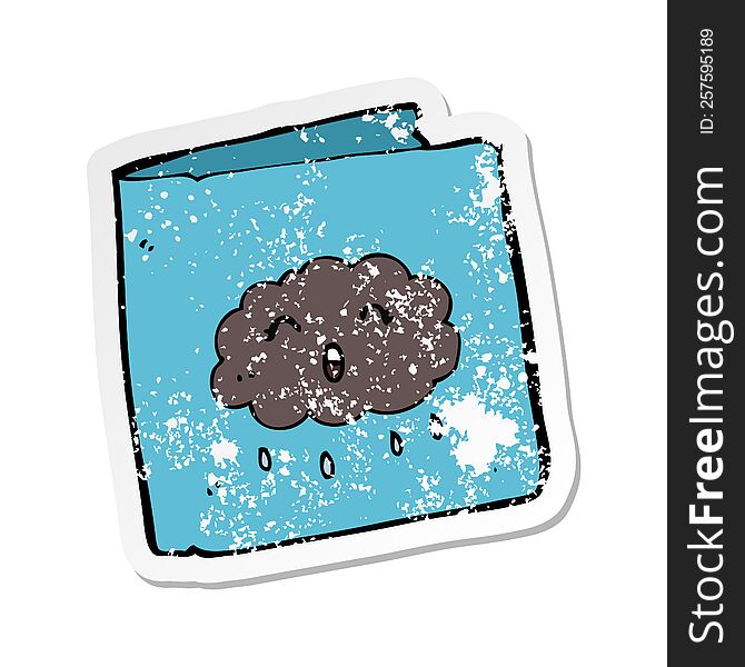 retro distressed sticker of a cartoon card with cloud pattern
