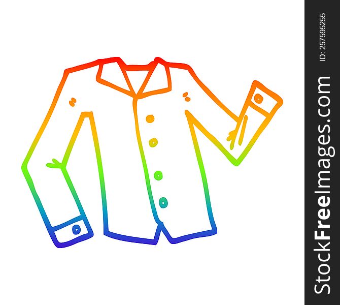 Rainbow Gradient Line Drawing Cartoon Work Shirt