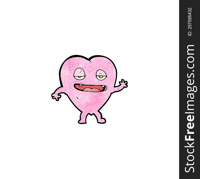 Funny Pink Heart Cartoon Character