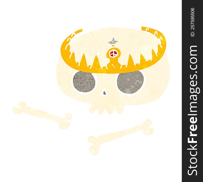 Retro Cartoon Skull Wearing Tiara