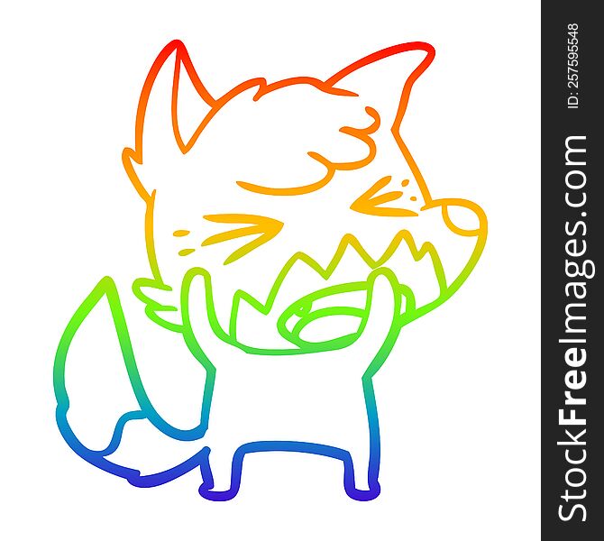 Rainbow Gradient Line Drawing Angry Cartoon Fox