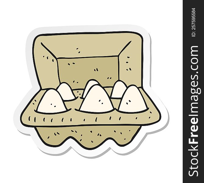 Sticker Of A Cartoon Eggs In Box