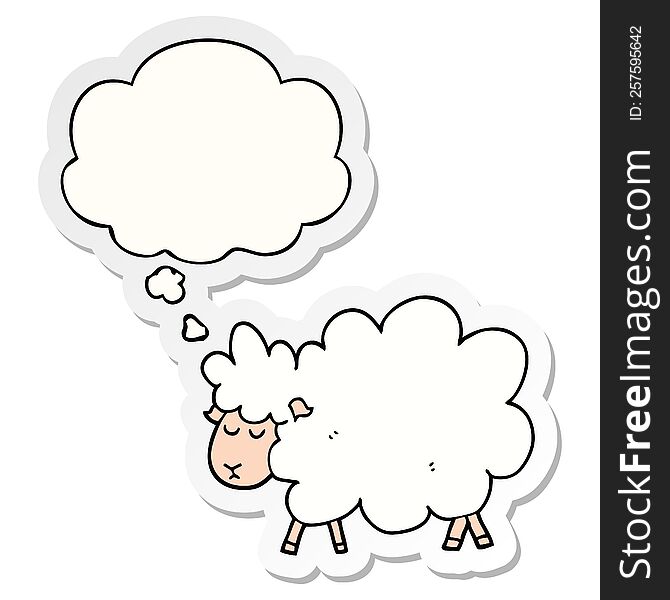 Cartoon Sheep And Thought Bubble As A Printed Sticker
