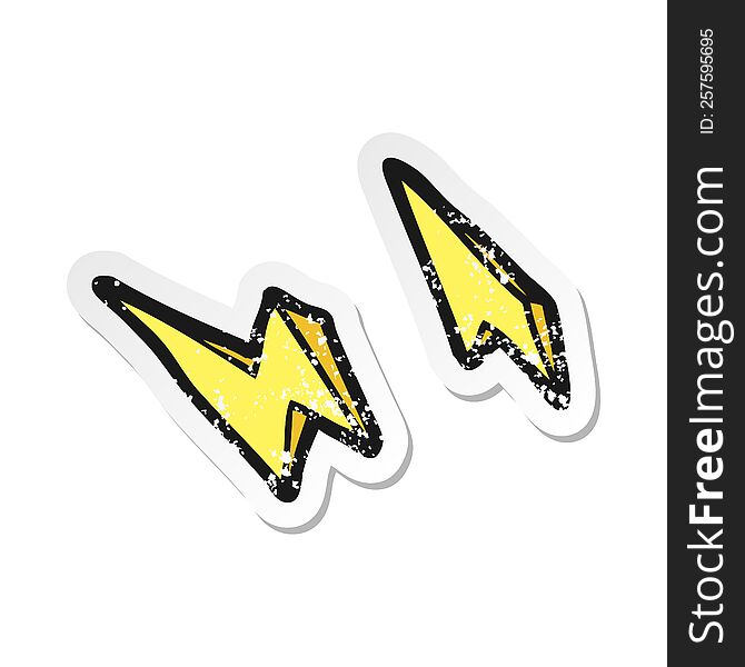 Retro Distressed Sticker Of A Cartoon Lightning Bolt Doodles