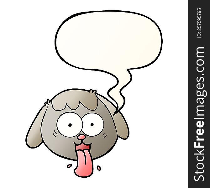 cartoon dog face panting with speech bubble in smooth gradient style