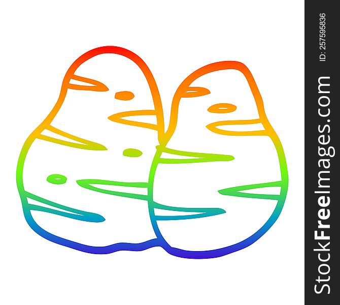 rainbow gradient line drawing of a cartoon potatoes