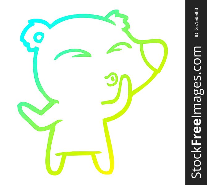 Cold Gradient Line Drawing Cartoon Whistling Bear