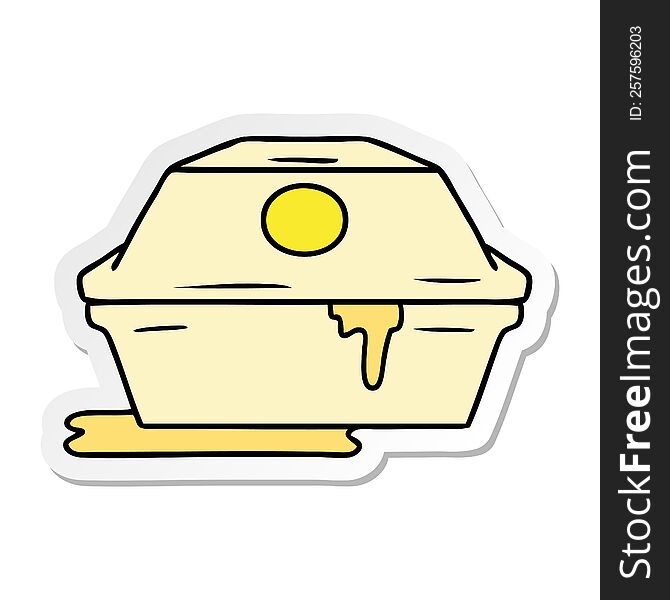 sticker cartoon doodle of a fast food burger container