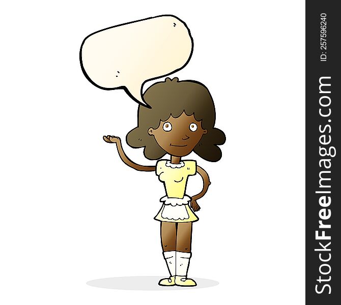 Cartoon Maid With Speech Bubble