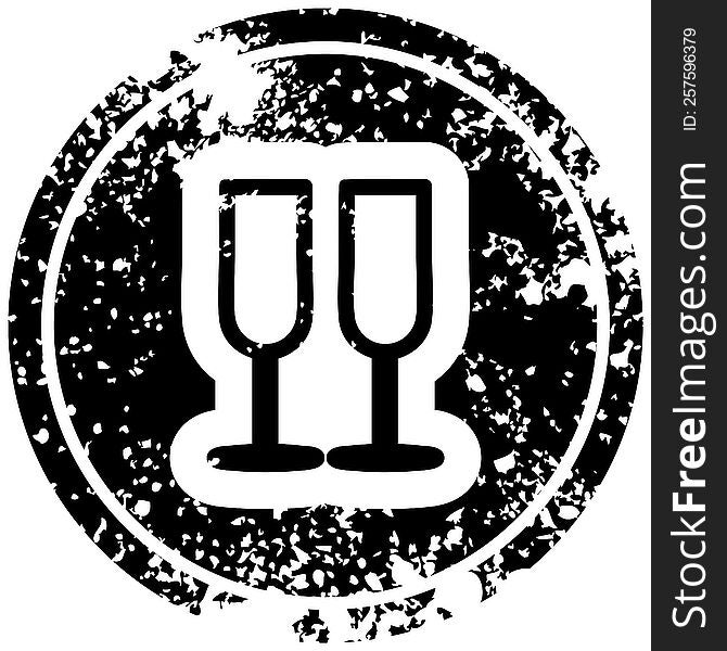 champagne glasses distressed icon