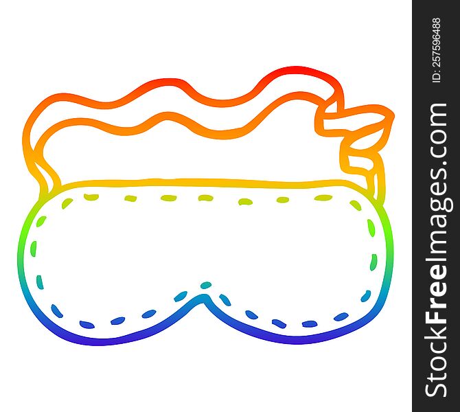 rainbow gradient line drawing of a cartoon sleeping mask