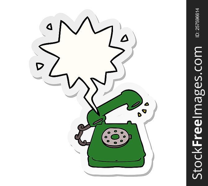 cartoon old telephone with speech bubble sticker