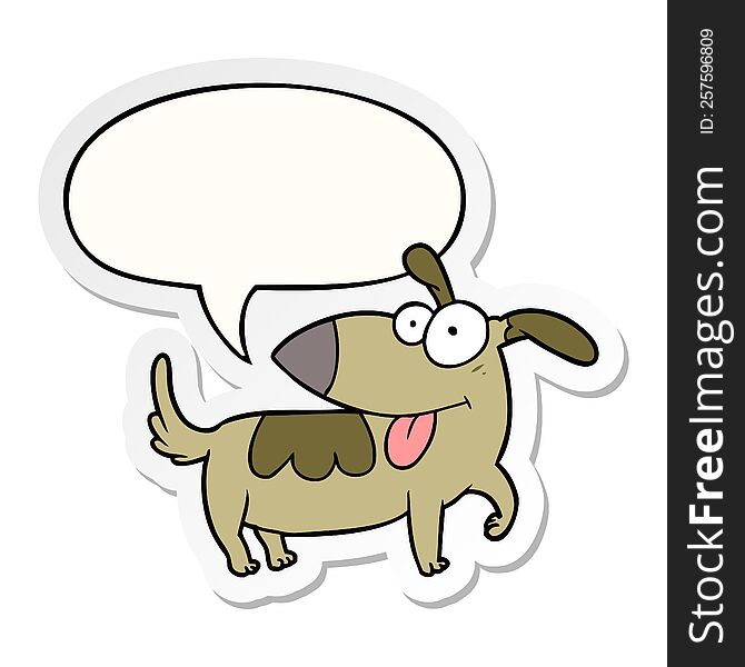 Cartoon Happy Dog And Speech Bubble Sticker