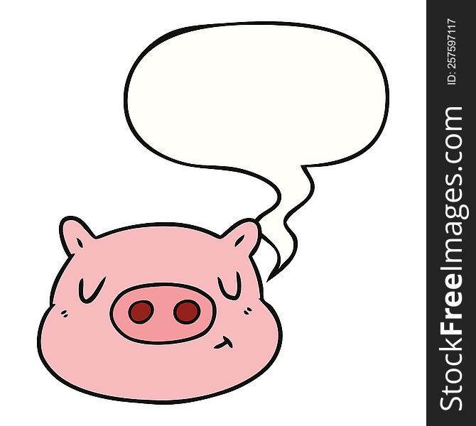 Cartoon Pig Face And Speech Bubble