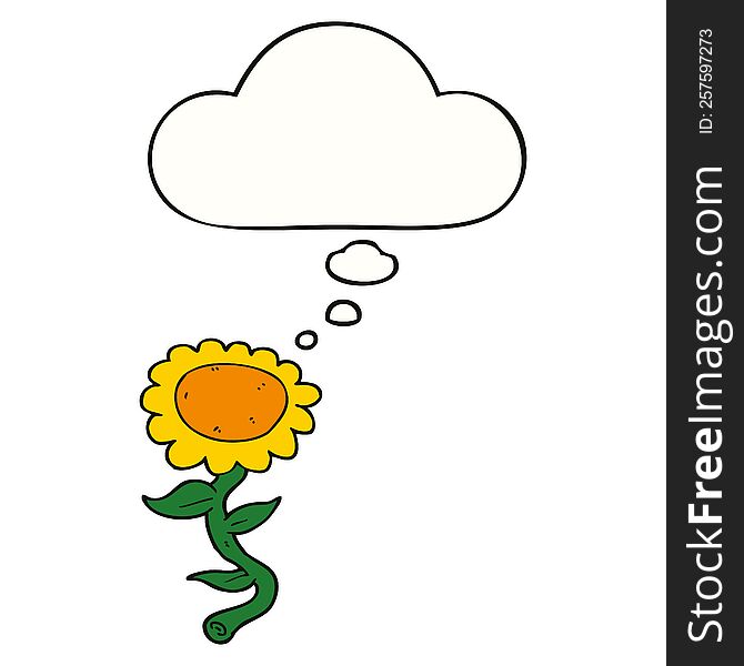 Cartoon Sunflower And Thought Bubble