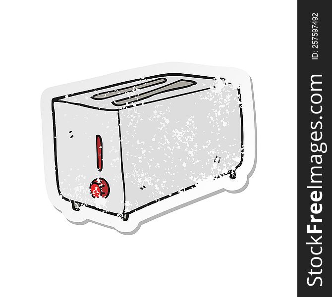 Retro Distressed Sticker Of A Cartoon Toaster