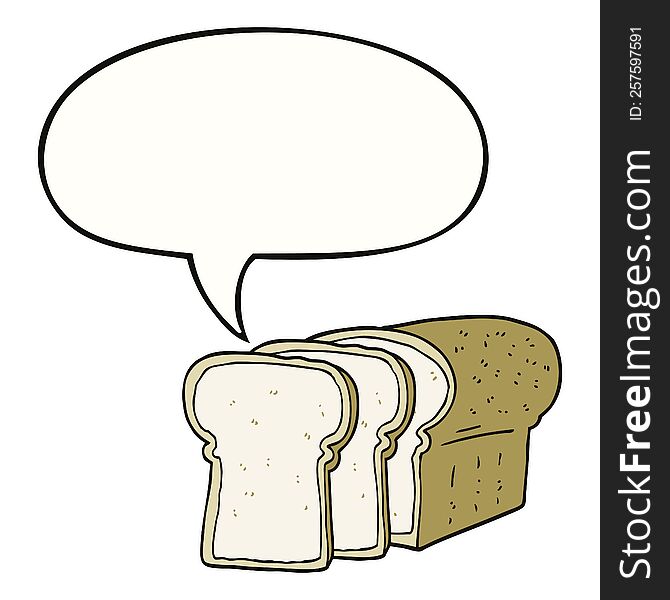 cartoon sliced bread with speech bubble. cartoon sliced bread with speech bubble