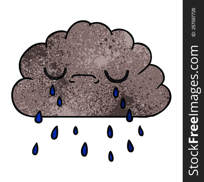 Textured Cartoon Of Cute Crying Cloud