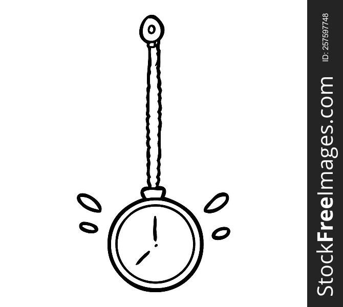 line drawing of a swinging gold hypnotist watch. line drawing of a swinging gold hypnotist watch