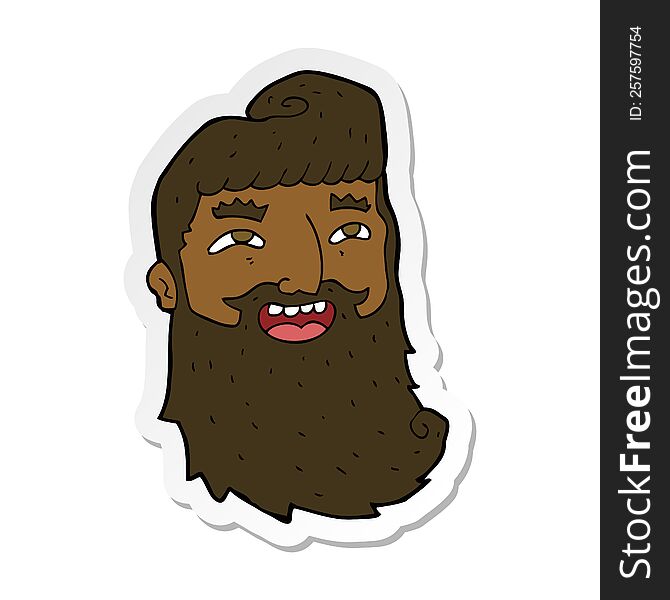 Sticker Of A Cartoon Man With Beard Laughing