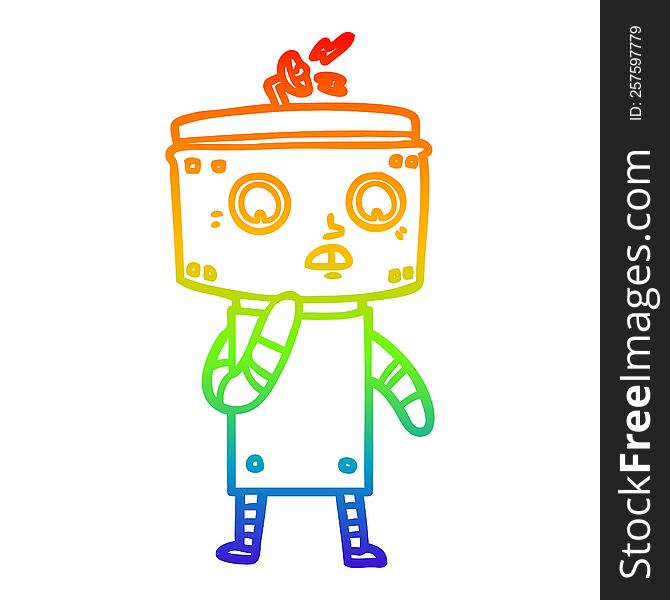 Rainbow Gradient Line Drawing Uncertain Cartoon Robot