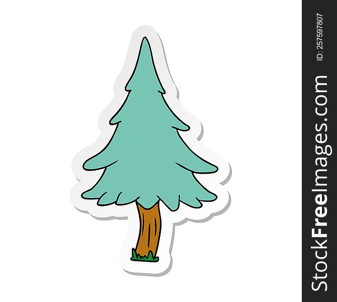 sticker cartoon doodle of woodland pine trees