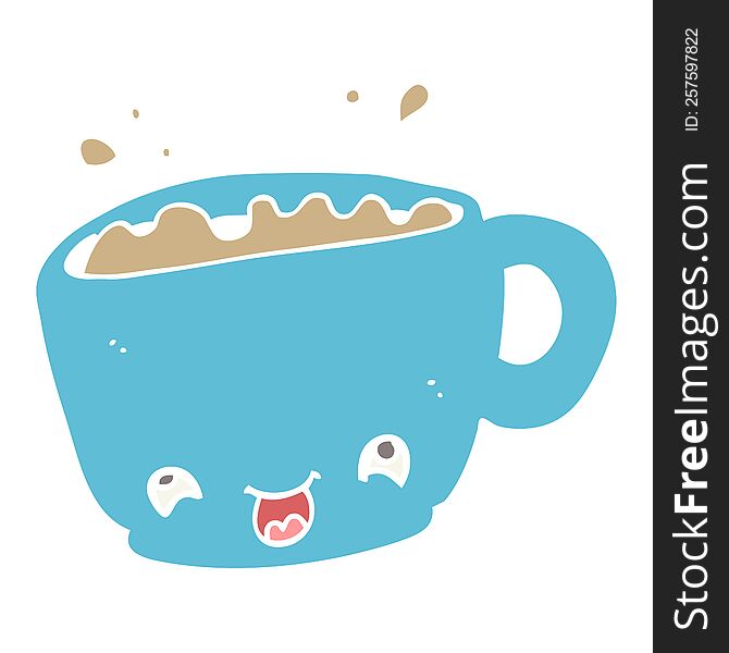 Flat Color Style Cartoon Cup Of Coffee