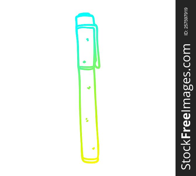 cold gradient line drawing of a cartoon pen