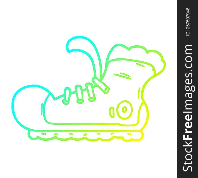 cold gradient line drawing of a cartoon sneaker