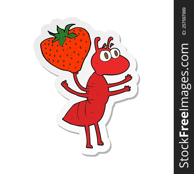 sticker of a cartoon ant carrying food
