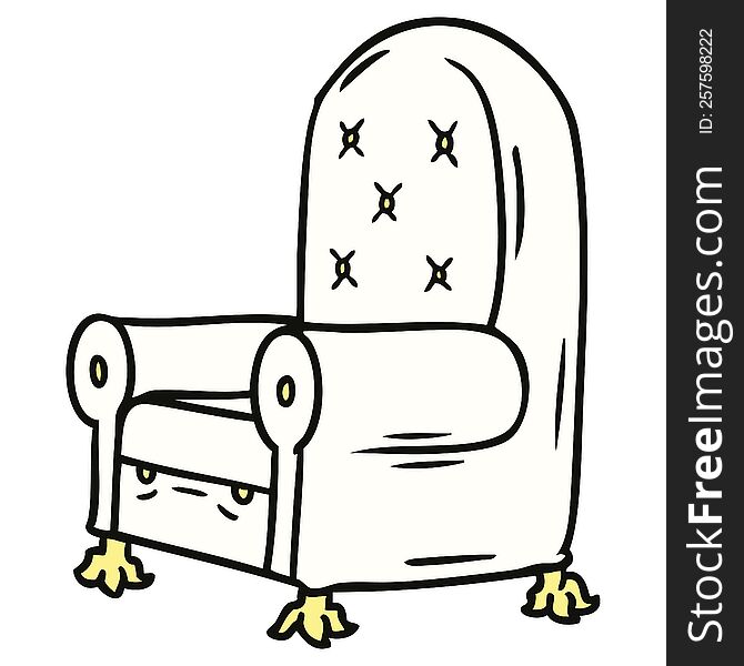 hand drawn cartoon doodle of a blue arm chair