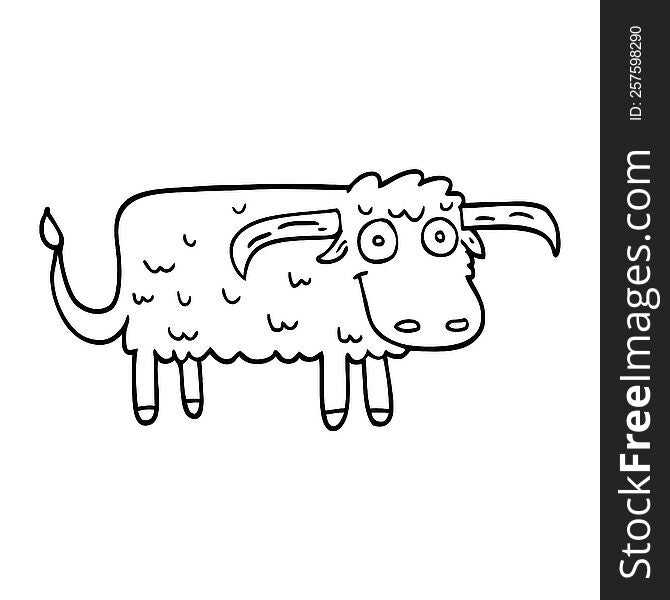 line drawing cartoon hairy cow