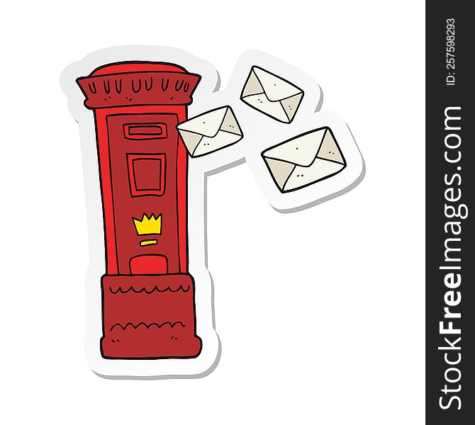 sticker of a cartoon british post box