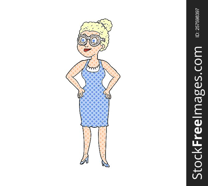 freehand drawn cartoon woman wearing glasses