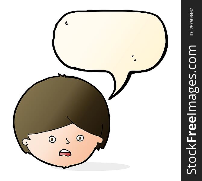 Cartoon Unhappy Boy  With Speech Bubble