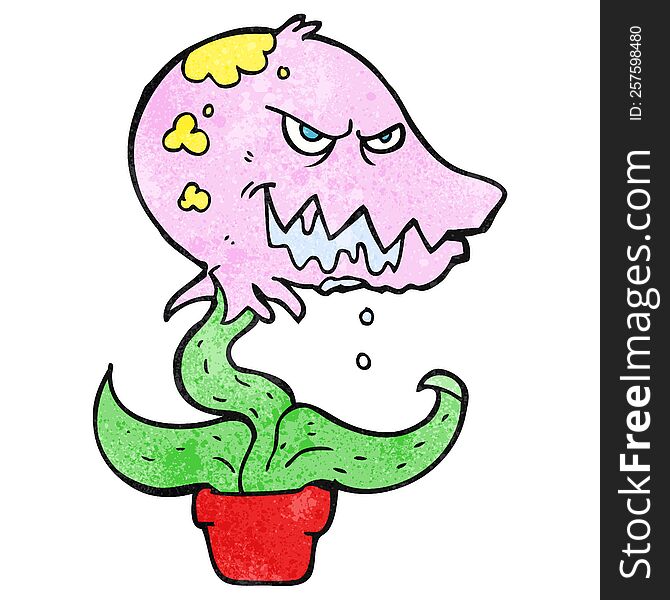 freehand textured cartoon monster plant