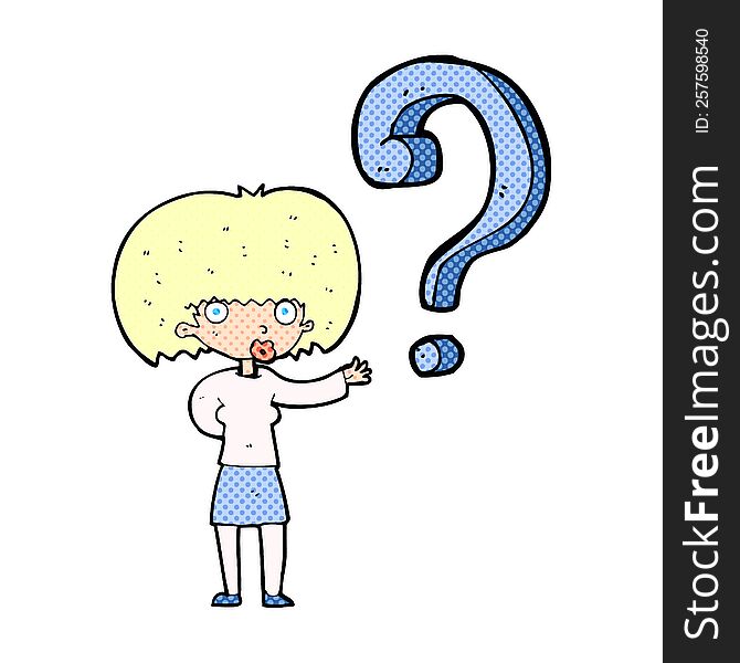 Cartoon Woman With Question