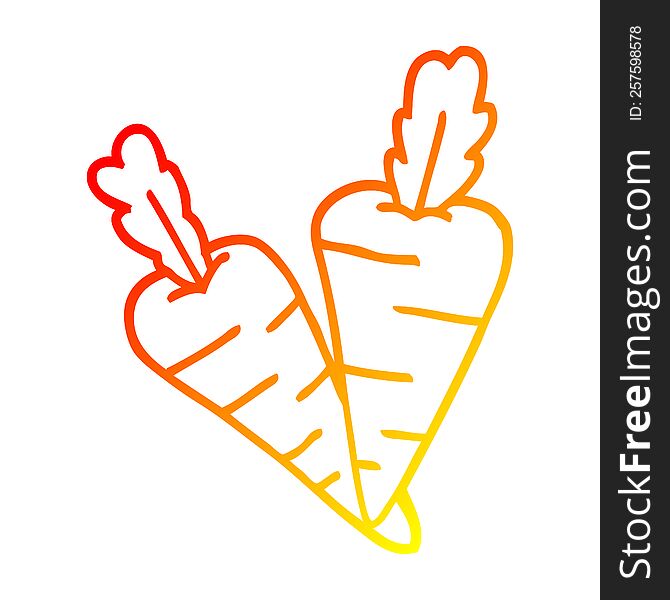 warm gradient line drawing of a cartoon carrots
