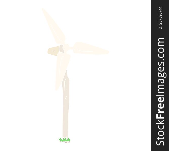 Flat Color Illustration Of A Cartoon Wind Farm Windmill