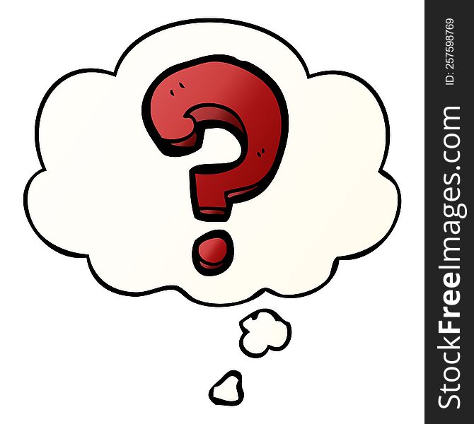 cartoon question mark with thought bubble in smooth gradient style