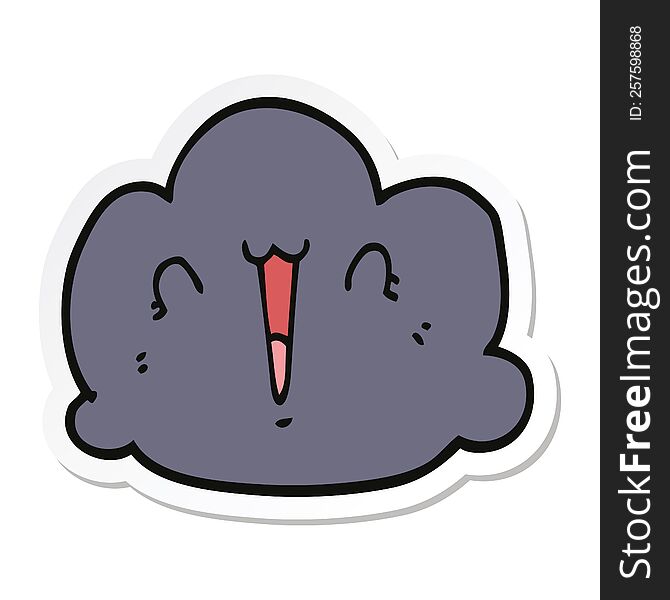 Sticker Of A Happy Cloud Cartoon